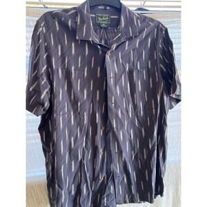 Woolrich Mens Short Sleeve Button Up Shirt Dark Gray Ikat Print Size XXL